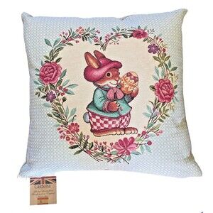 Caldeira Luxury Throw Pillow Easter Bunny Embroidered Tapestry Cushion Down Fill